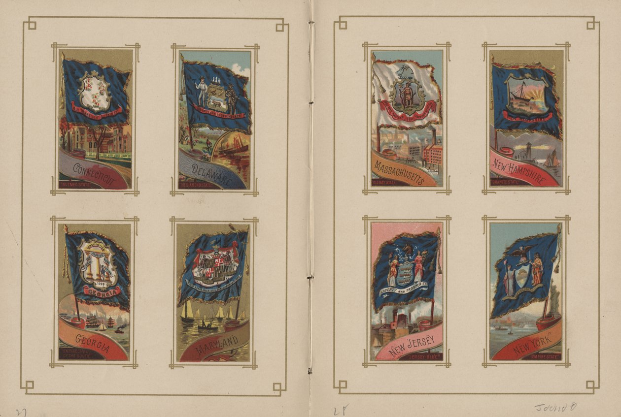 Alle nationers flag og Amerikas Forenede Stater - Side 27 og 28, 1887 af George S. and Sons Harris
