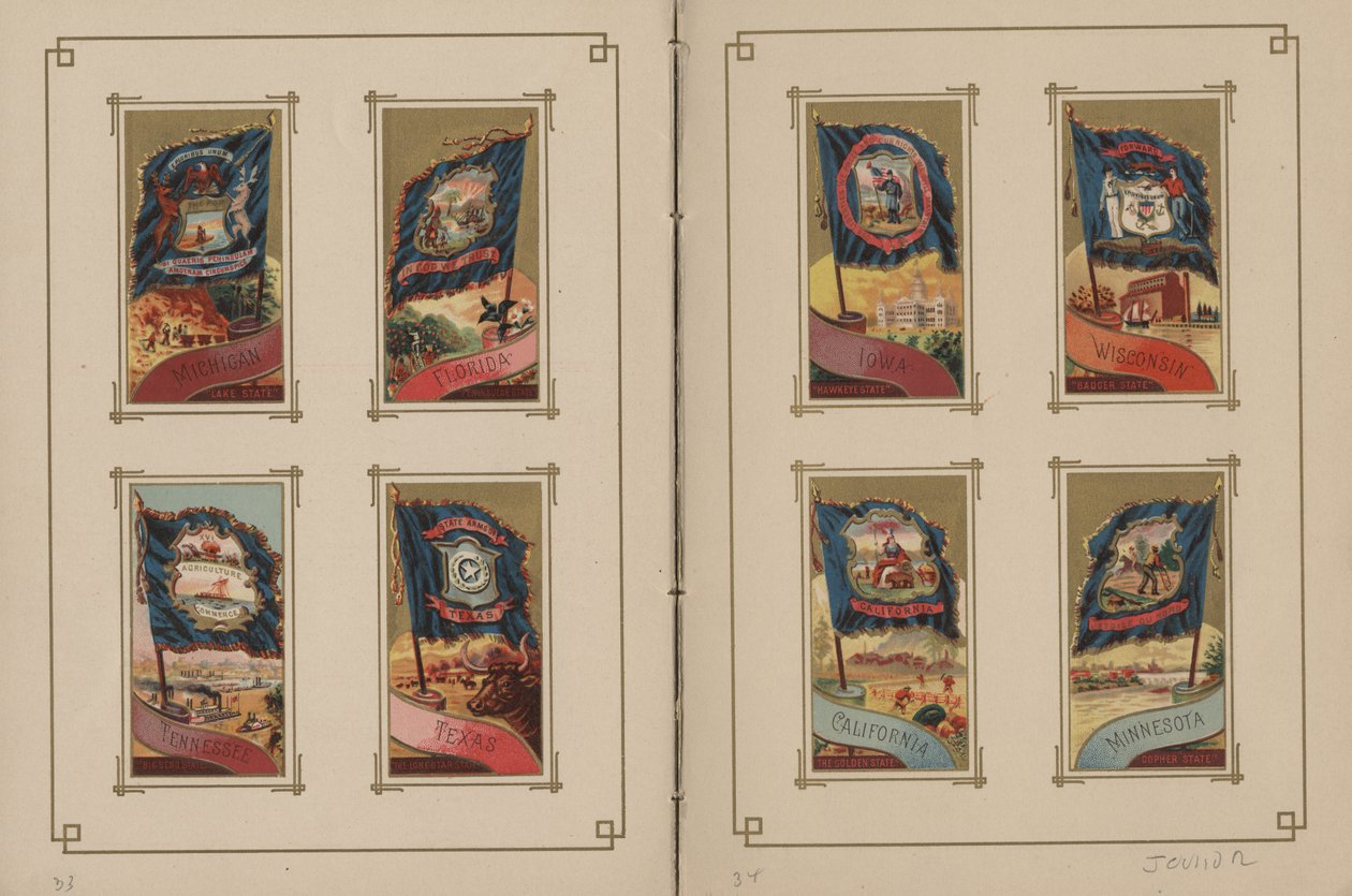 Flag for alle nationer og Amerikas Forenede Stater - Side 33 og 34, 1887 af George S. and Sons Harris