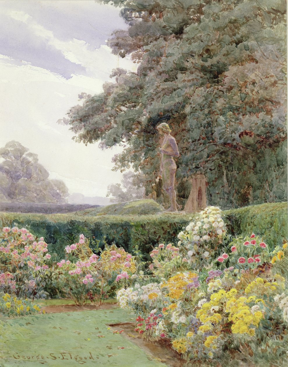 Et hjørne af haven (wc) af George Samuel Elgood