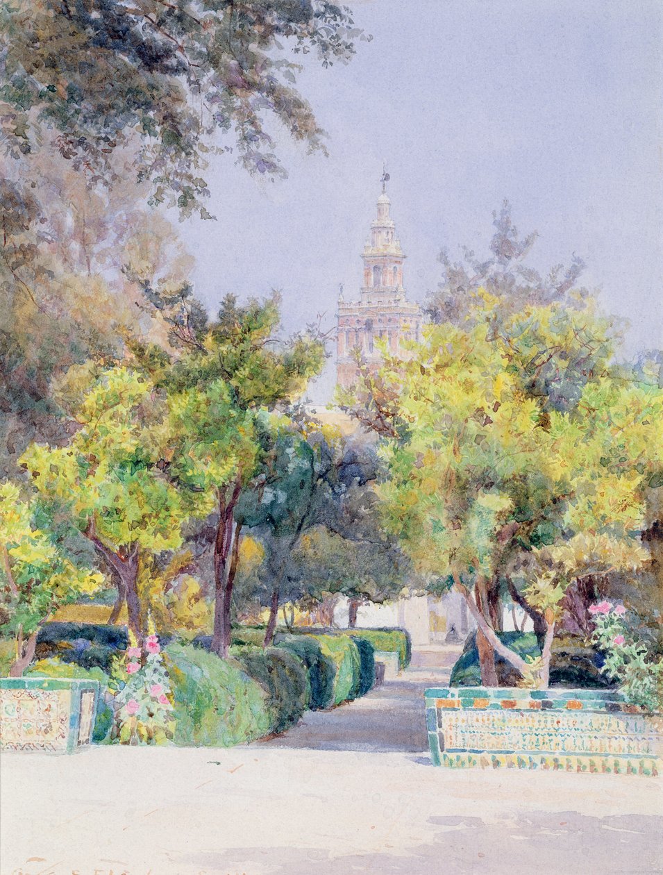 I Alcazar-haven, Sevilla, 1893 af George Samuel Elgood