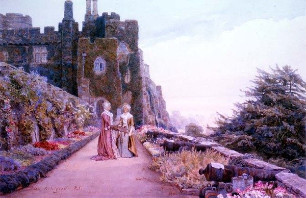 Terrassen ved Berkeley Castle, Gloucestershire af George Samuel Elgood