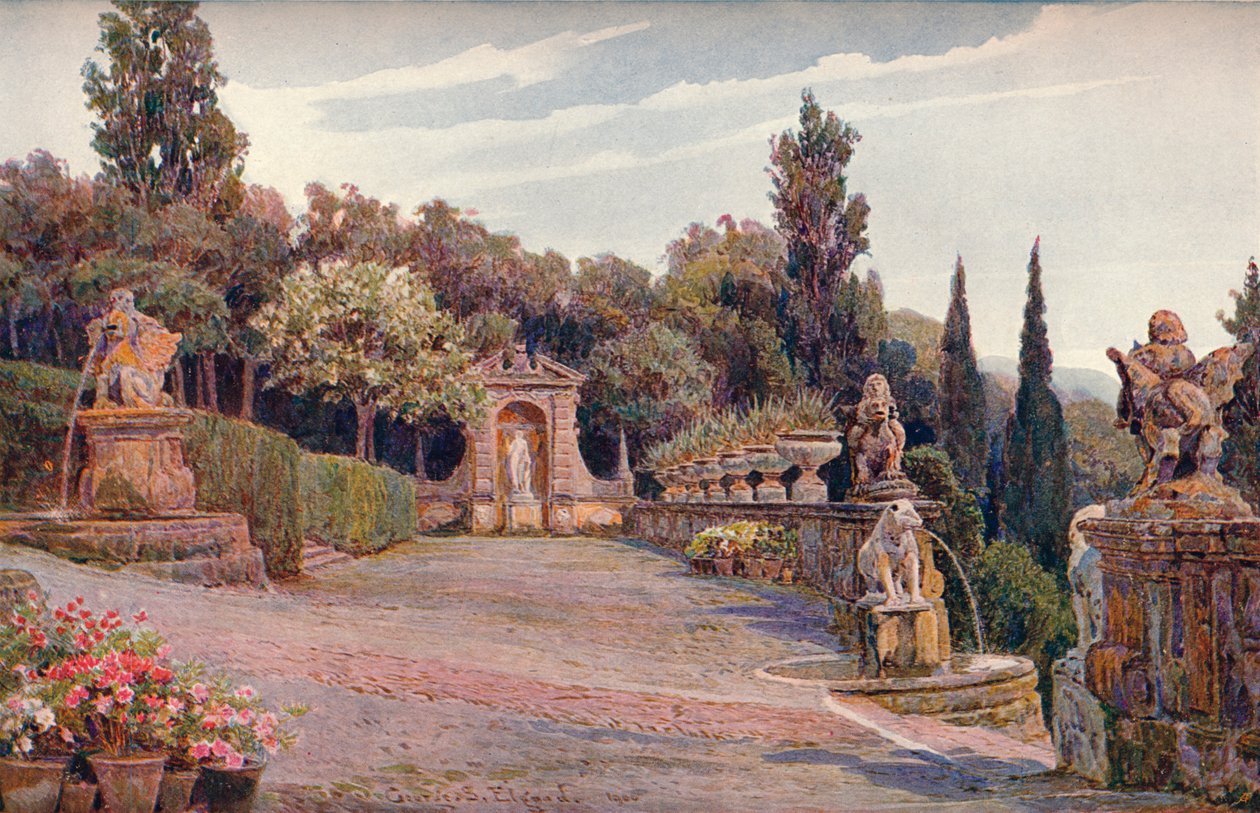 Øvre terrasse, Villa Imperiale, Genova, 1900 af George Samuel Elgood