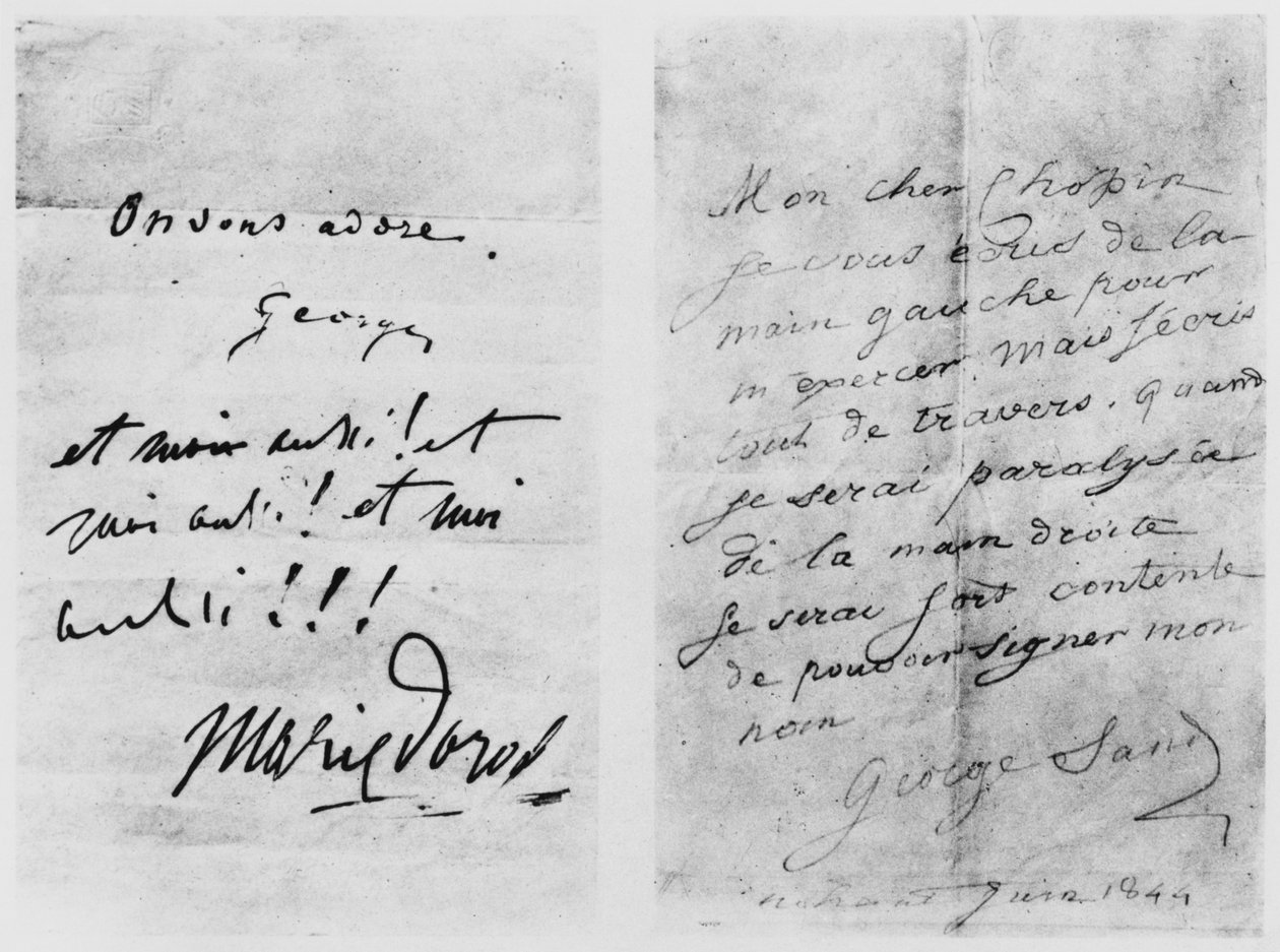 To breve til Frederic Chopin (1810-49), Nohant, juni 1844 af George Sand
