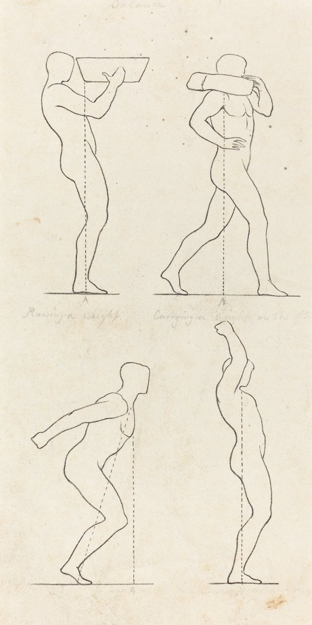 bærer en vægt; Forberedelse til at hoppe og afstigning af George Scharf after John Flaxman