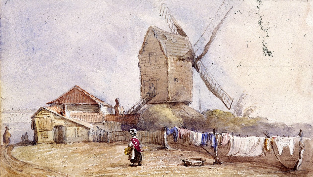 En vindmølle på Blackheath, Greenwich, London, 1833 af George Shepheard