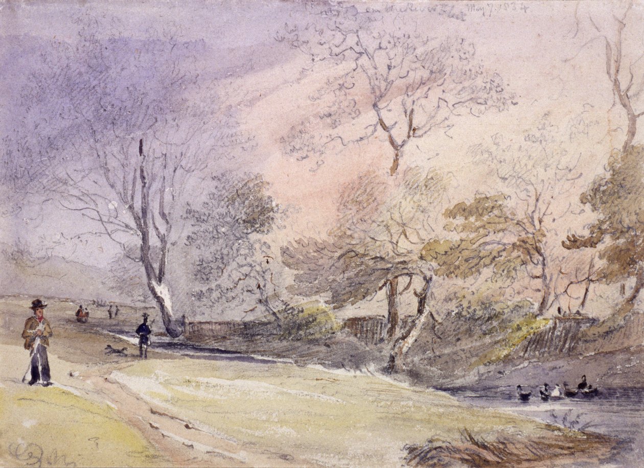 Fleet River, Hampstead, London, 1834 af George Shepheard