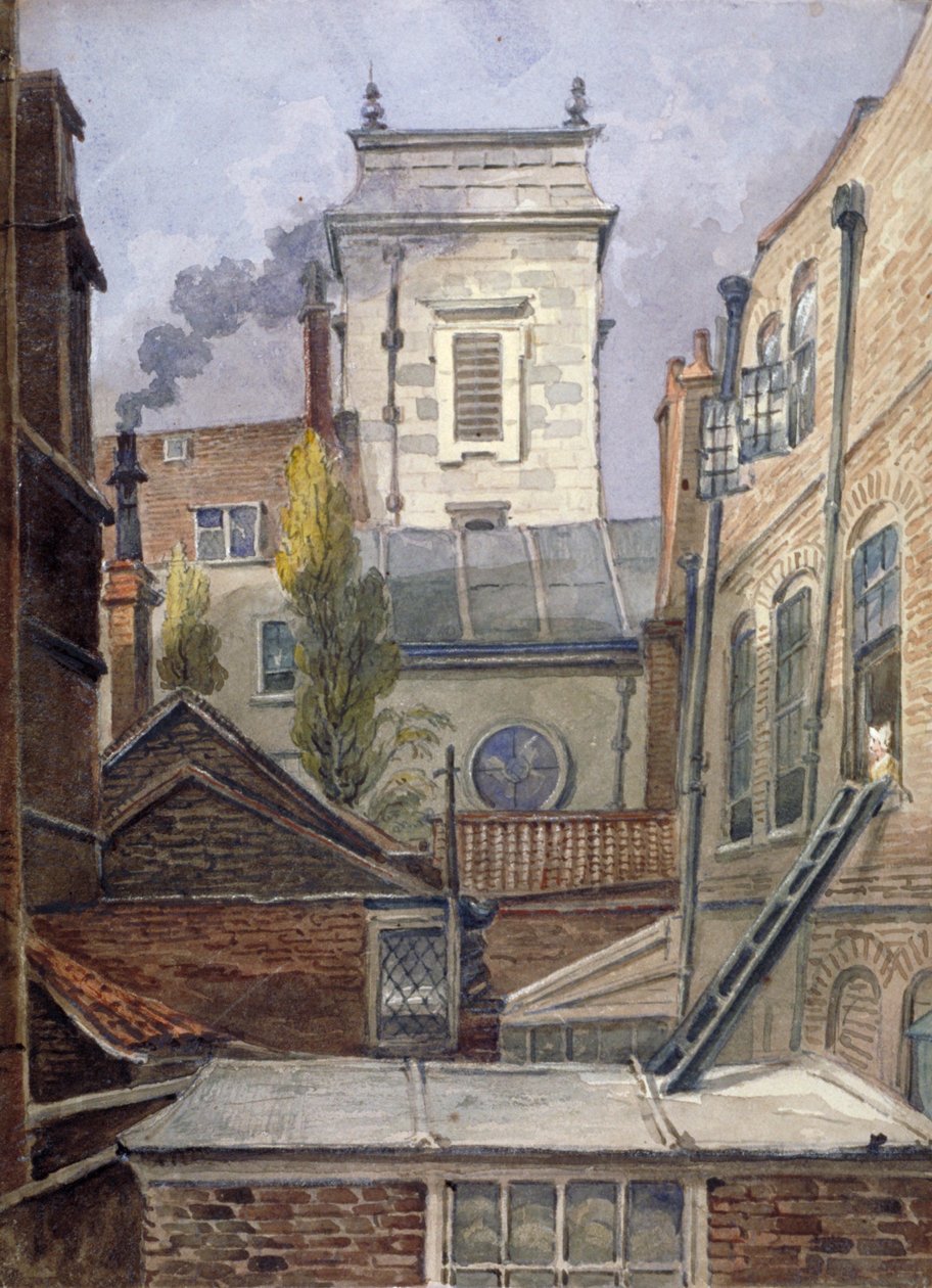 Tårnet af Church of St George Botolph Lane, City of London, c1830. af George Shepheard