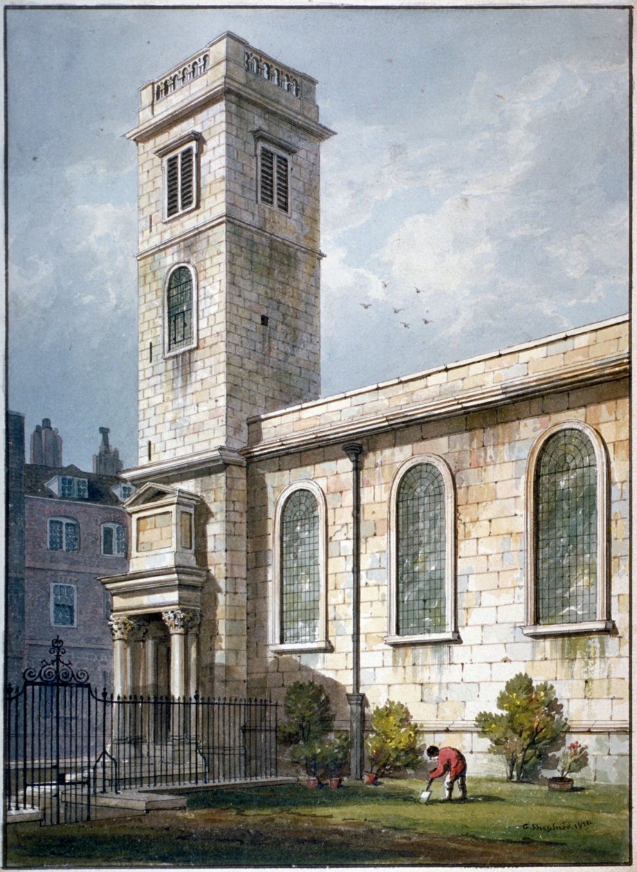 All Hallows Church, Lombard Street, London, 1811 af George Shepherd