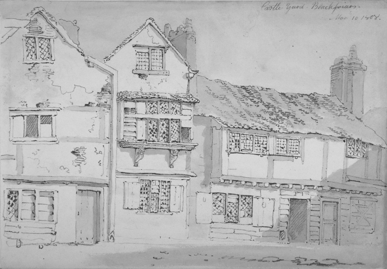 Bygninger i Castle Yard, Blackfriars, City of London, 1808 af George Shepherd