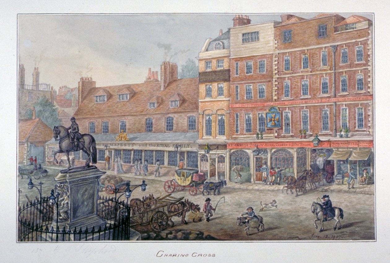 Charing Cross, Westminster, London, 1807 af George Shepherd