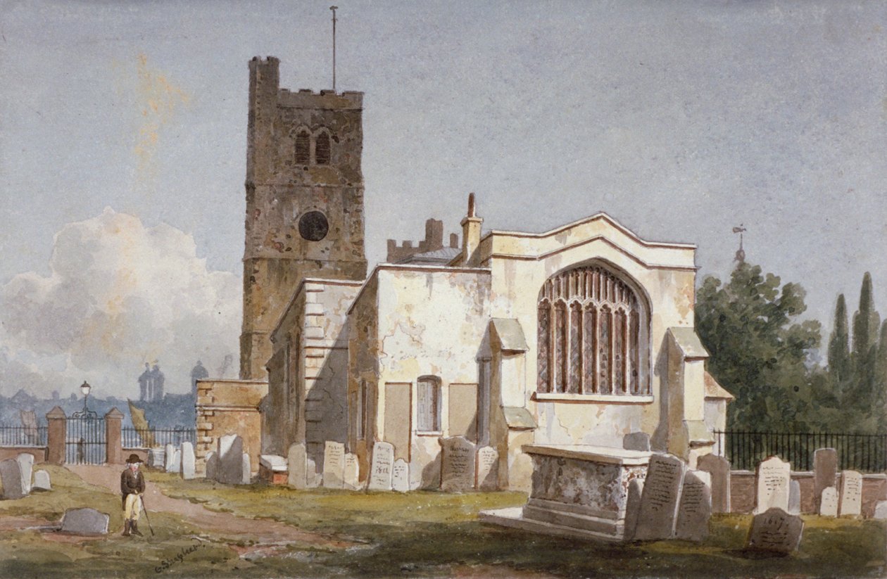 Church of St Mary ved Lambeth, London, c1810 af George Shepherd