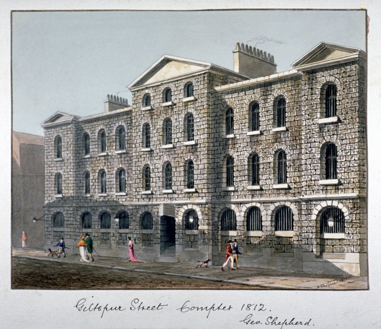 Giltspur Street Compter, City of London, 1812. af George Shepherd