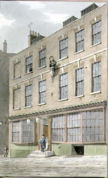 Græsk kaffehus, Devereaux Court, 1809 af George Shepherd