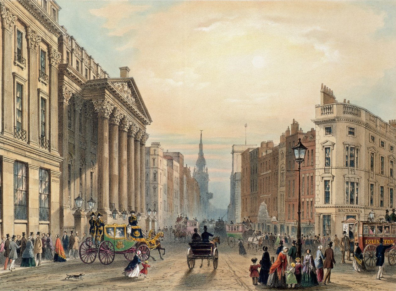 Mansion House ser mod Cheapside, graveret af Thomas Picken (d.1870) udgivet af Ackermann 1851 af George Shepherd