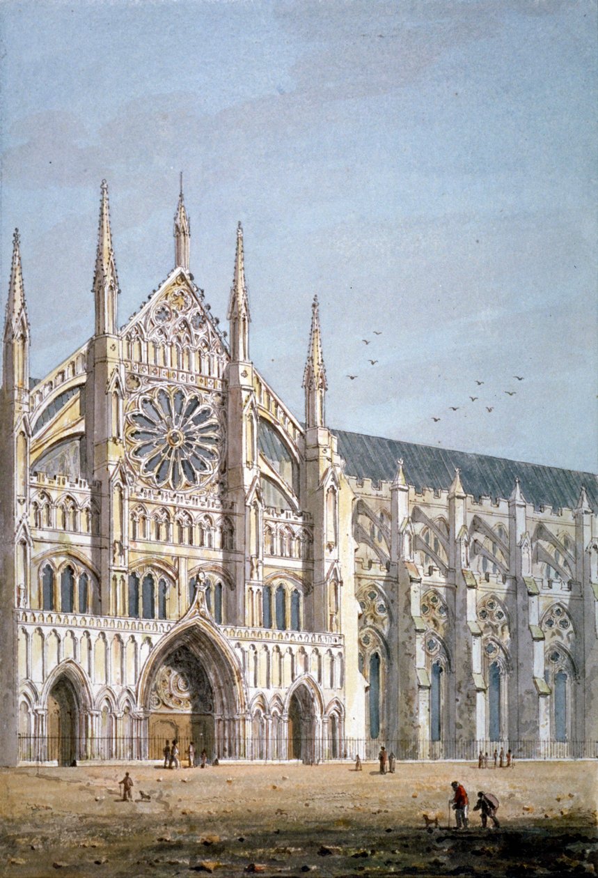 Norddøren til Westminster Abbey, London, c1810. af George Shepherd