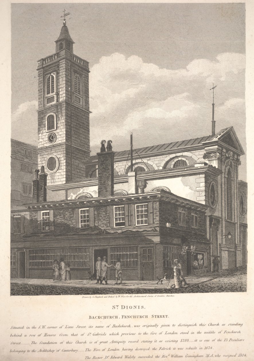 St. Dionis, Backchurch, Fenchurch Street, indgraveret af William Wise af George Shepherd