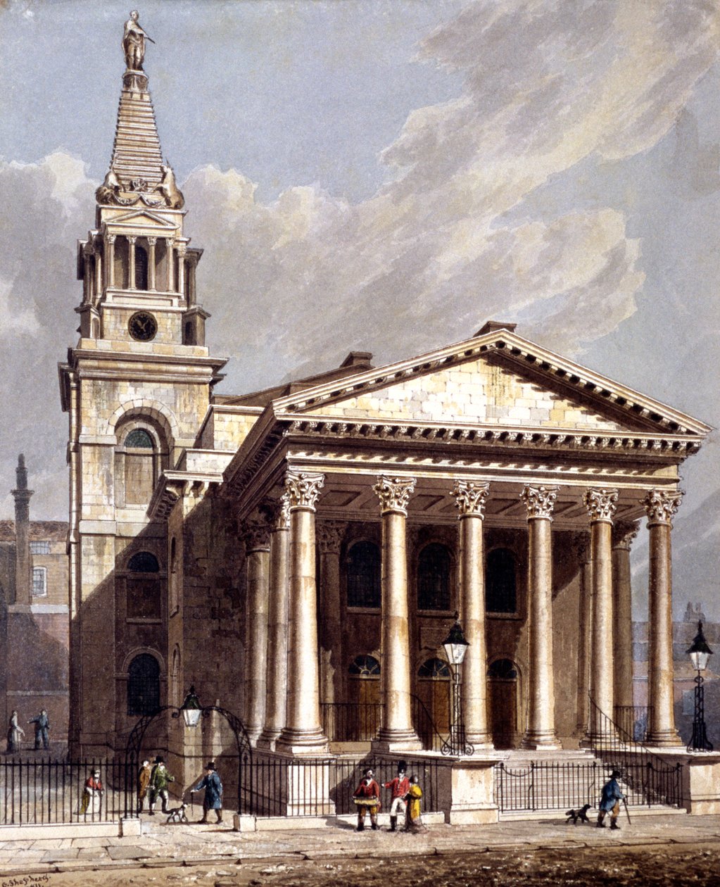 St George, Bloomsbury, Holborn, London, 1811 af George Shepherd