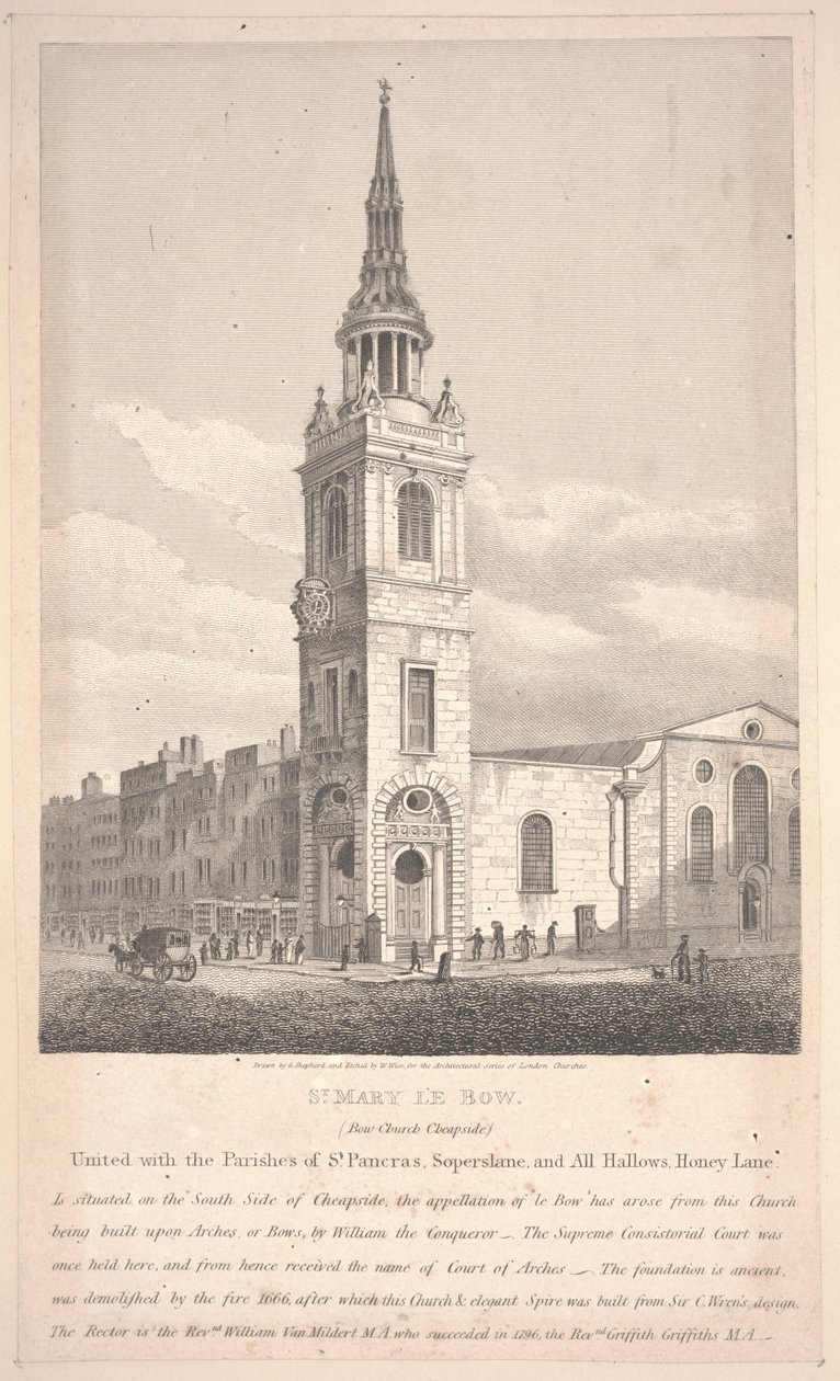 St. Mary Le Bow, graveret af William Wise af George Shepherd