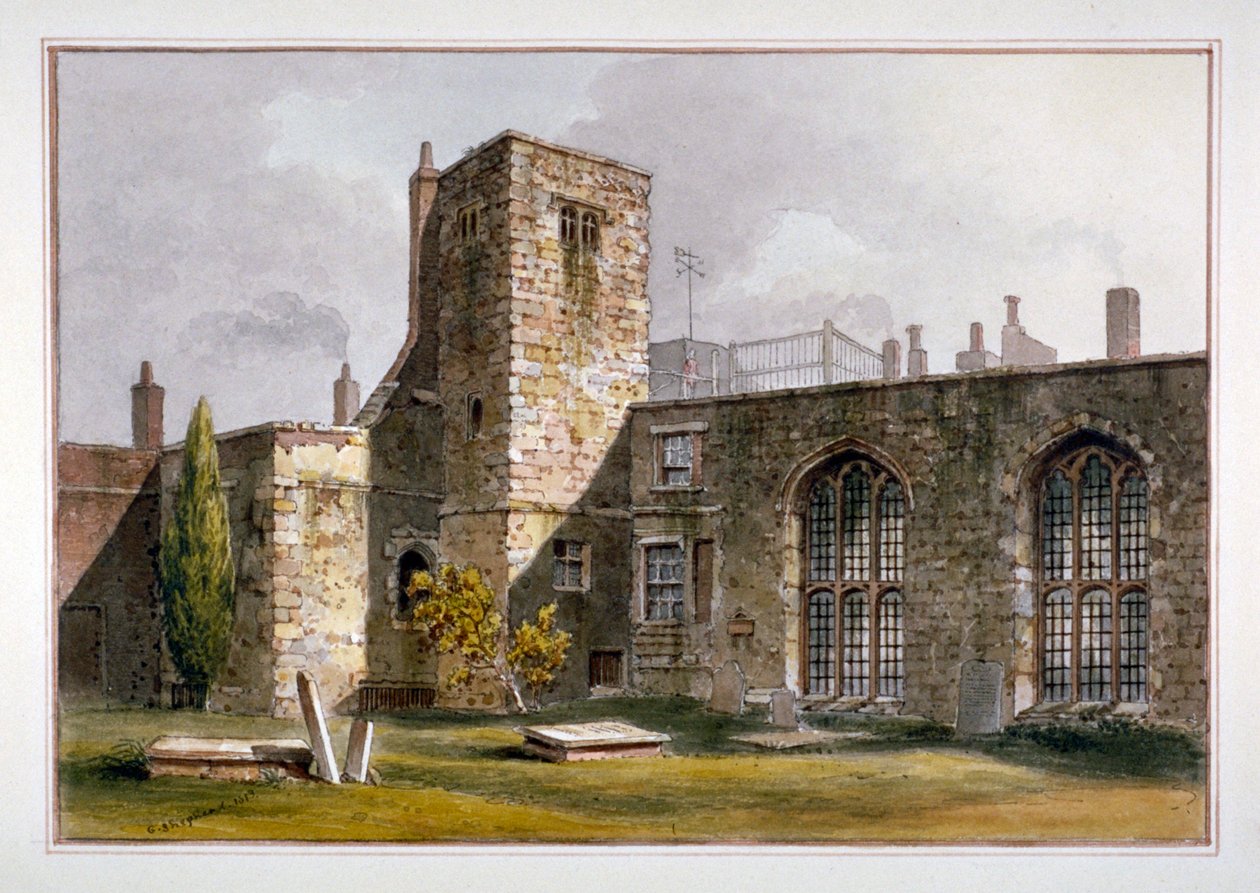 Udsigt over Savoy Chapel, Savoy Palace, Westminster, 1819 af George Shepherd