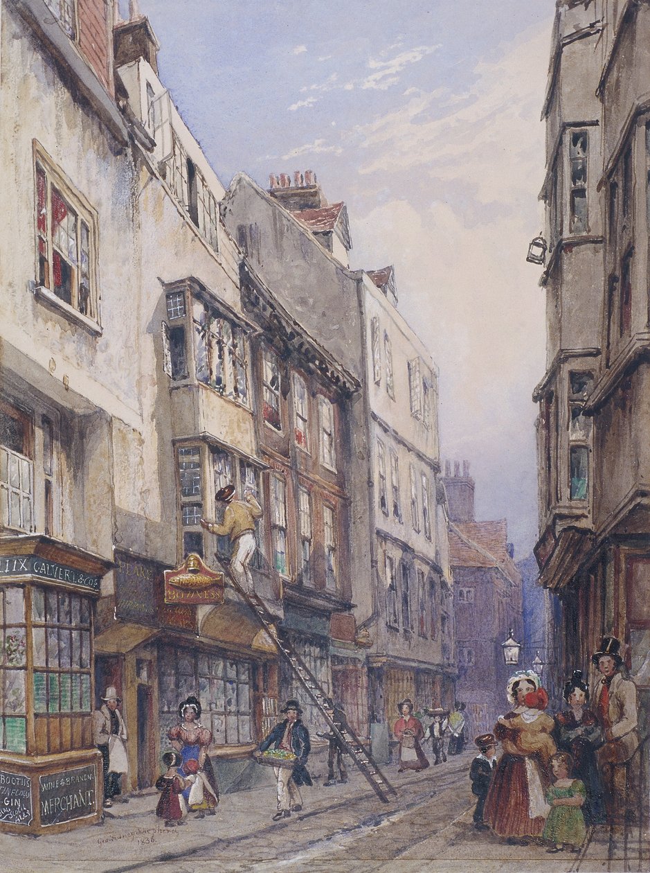 Bell Yard nær Chancery Lane, London, 1835 af George Sidney Shepherd