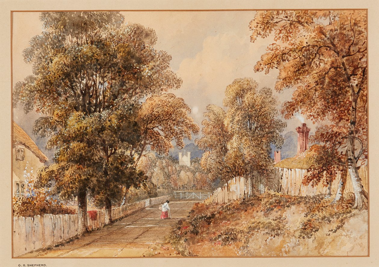 East Stratton (akvarel) af George Sidney Shepherd