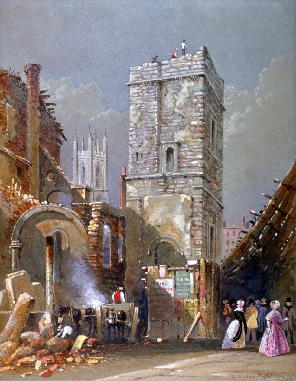 St Bartholomew-by-the-Exchange, City of London, 1842. af George Sidney Shepherd