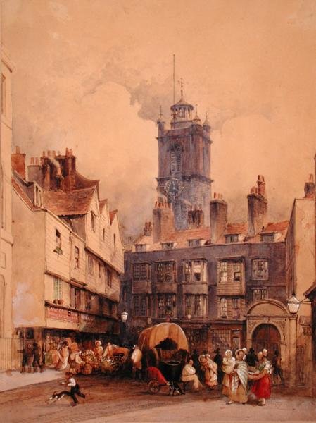 St. Giles, Cripplegate (akvarel på papir) af George Sidney Shepherd