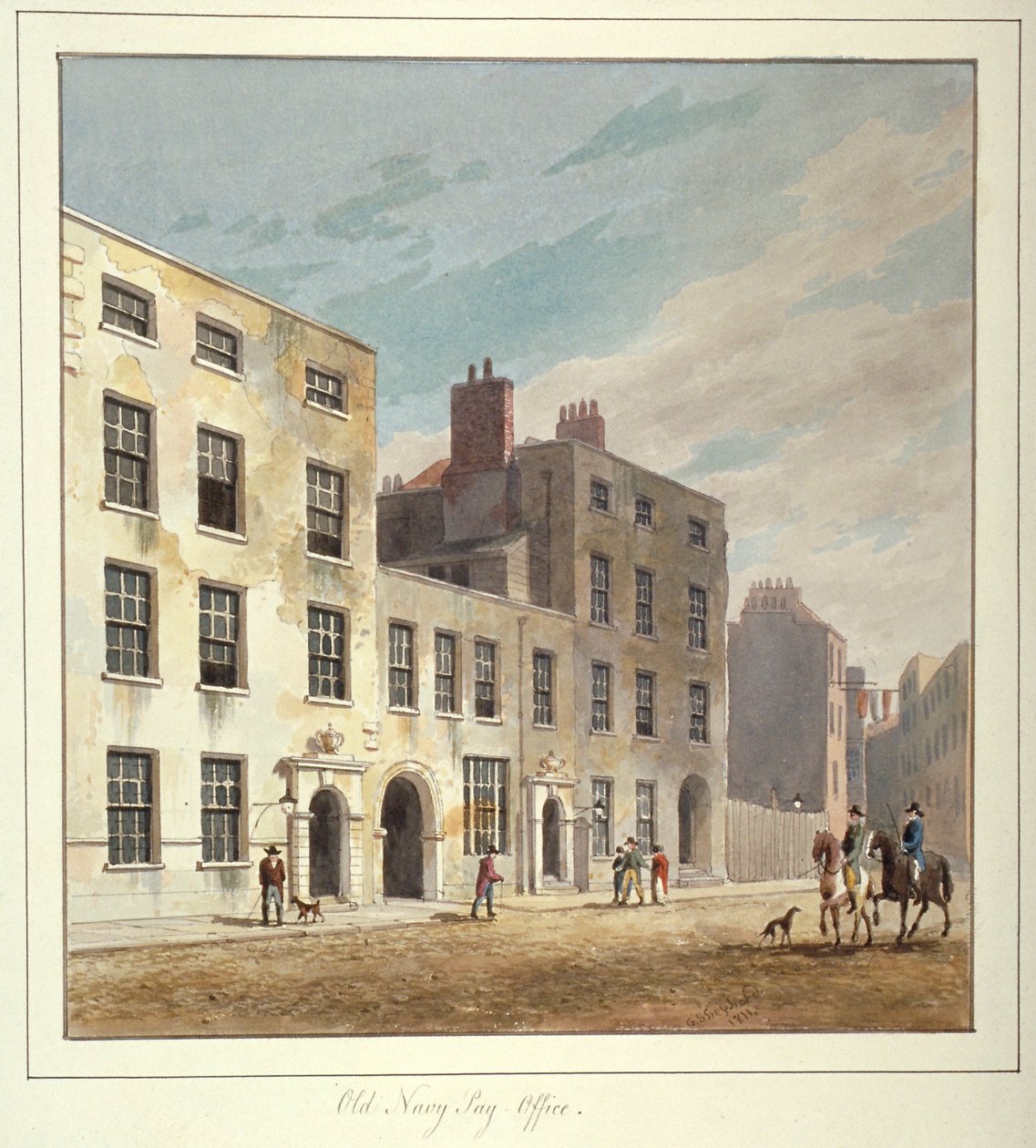 The Old Navy Pay Office, Old Broad Street, City of London, 1811. af George Sidney Shepherd