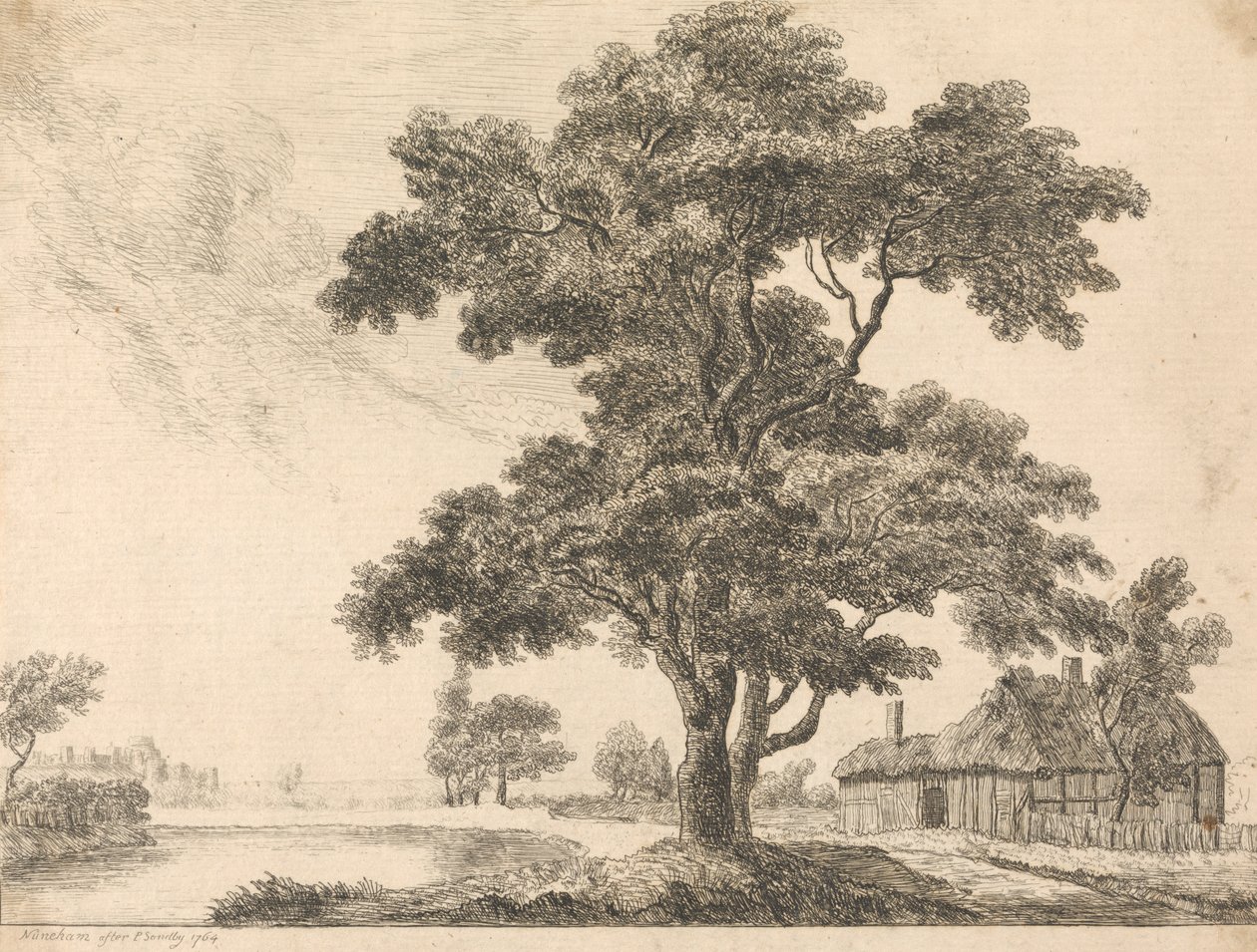 Landskab med Windsor Castle af George Simon Harcourt