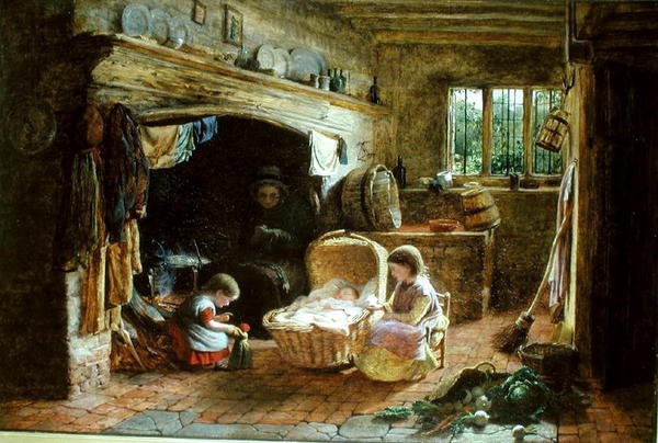 En Cottage Fireside af George Smith