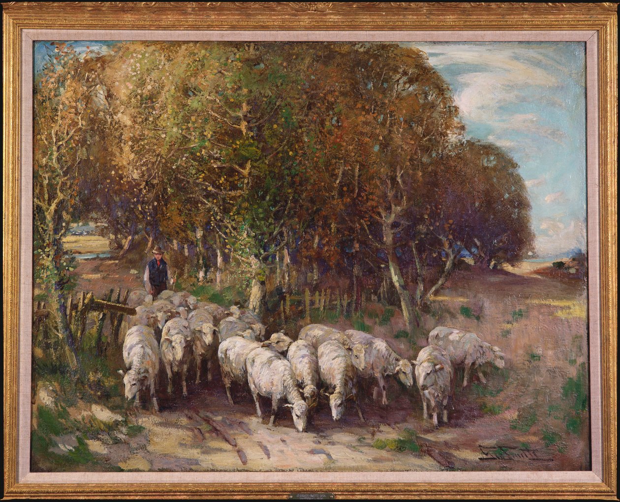 Driving the Flock (olie på lærred) af George Smith