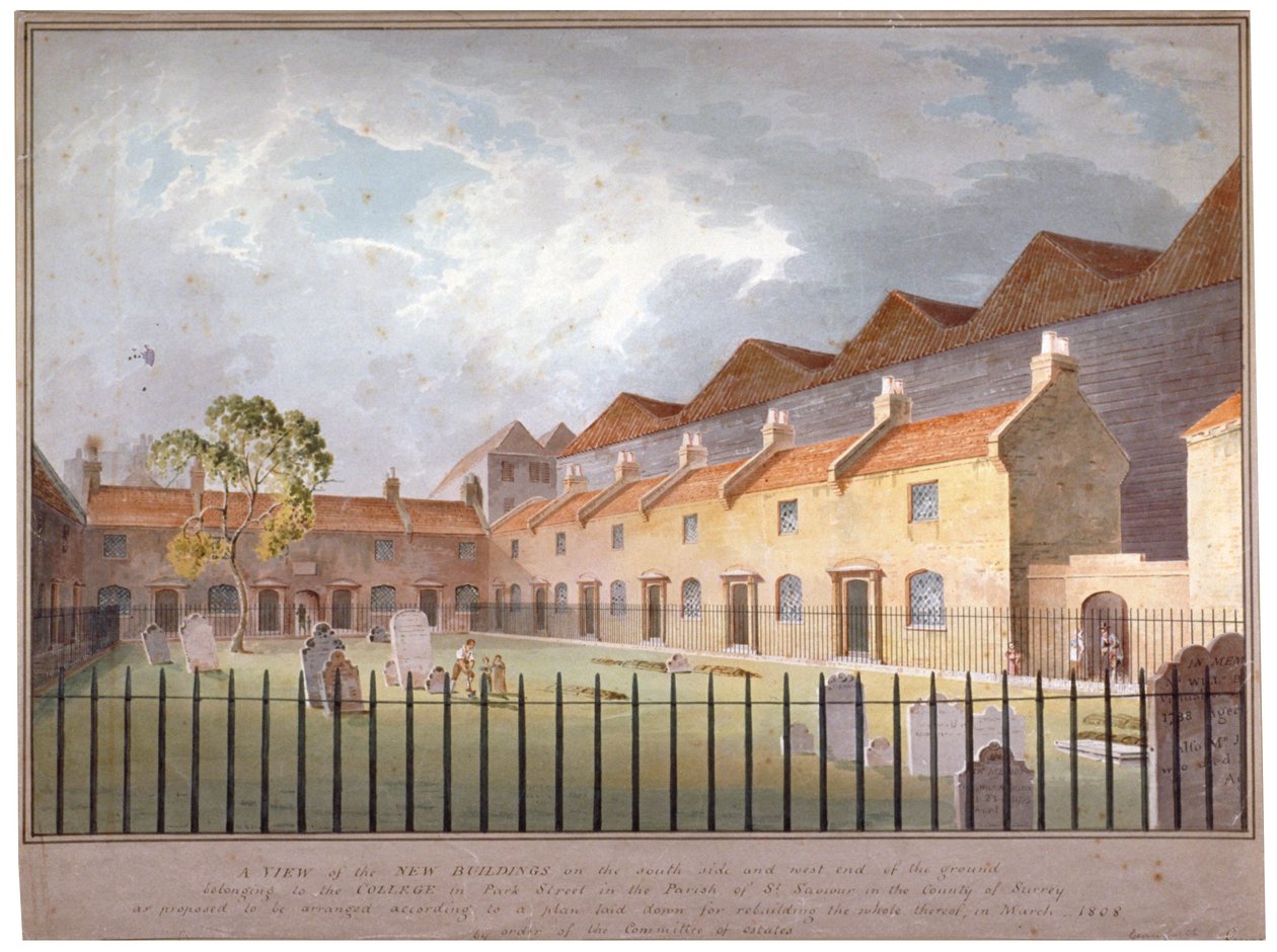 Udsigt over bygninger i Park Street, Southwark, London, 1808 af George Smith
