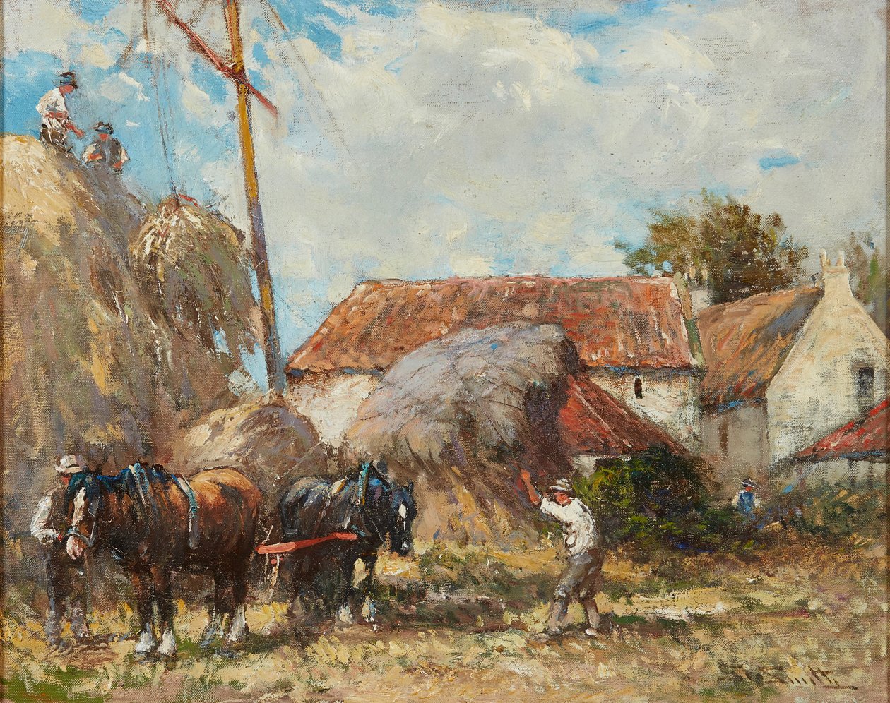 Bearbejdning af Hay Pulley (olie på lærred) af George Smith