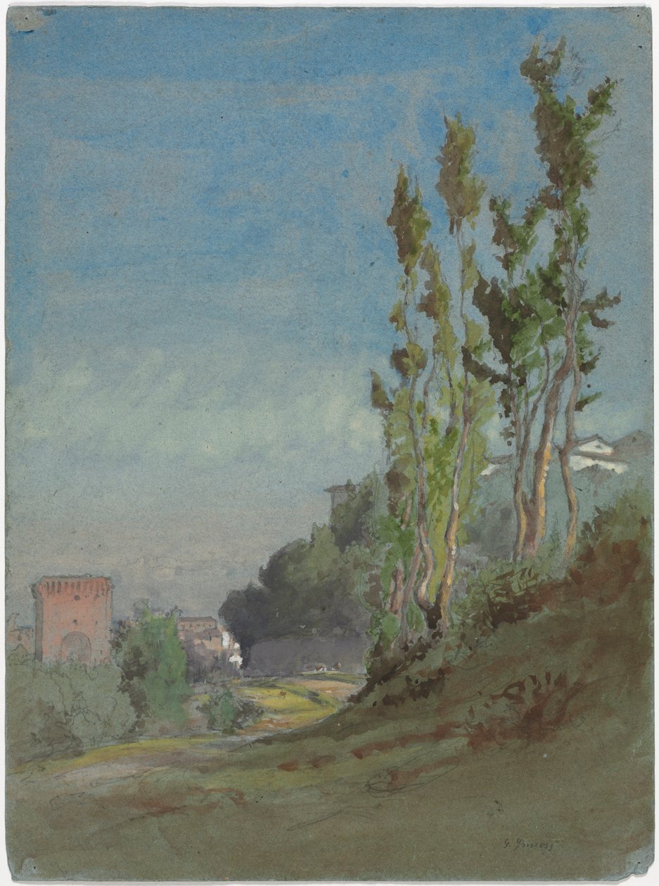 Albano, Italien, ca. 1872 (akvarel med gouache over grafit) af George Snr. Inness