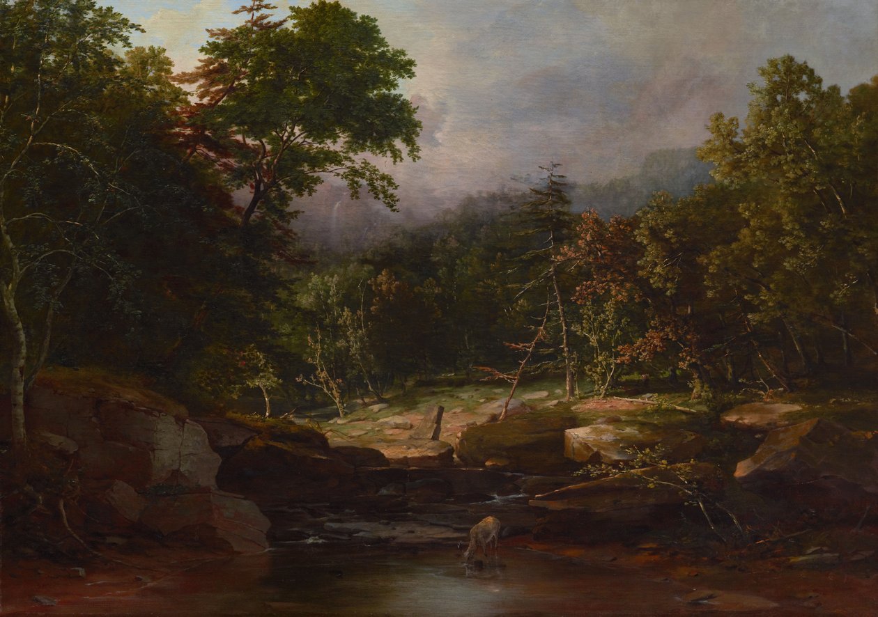 Strøm i bjergene, ca. 1850 (olie på lærred) af George Snr. Inness