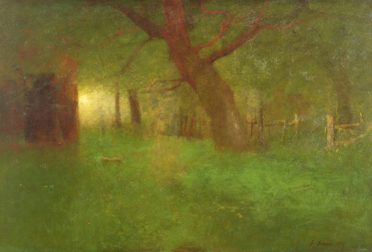 Solnedgang i den gamle frugthave af George Snr. Inness