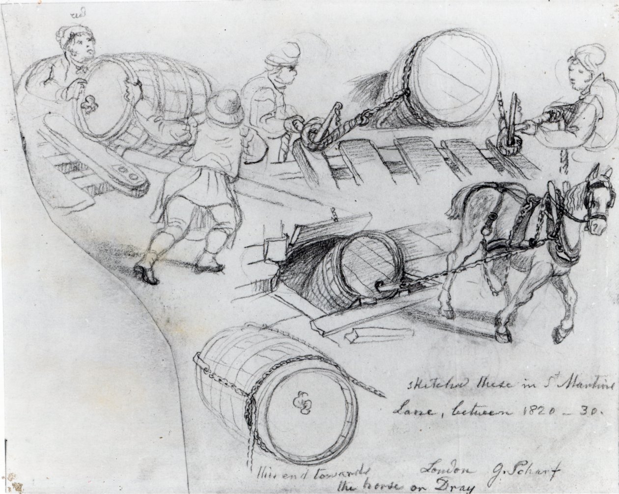 Draymen og Hest, c.1820-30 af George Snr Scharf