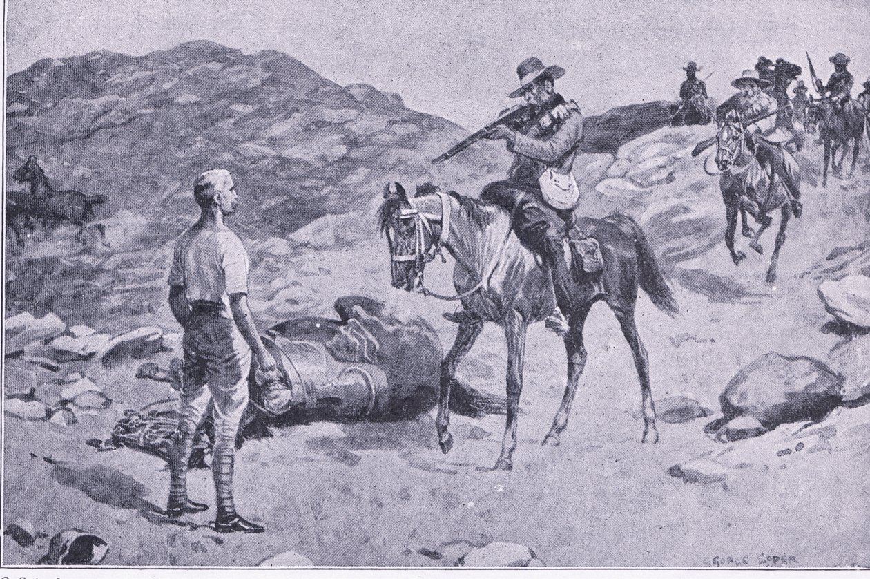 En galant gerning på marchen til Hoopstad, After Pretoria: The Guerilla War udgivet af Harmsworth Bros Limited 1901 af George Soper