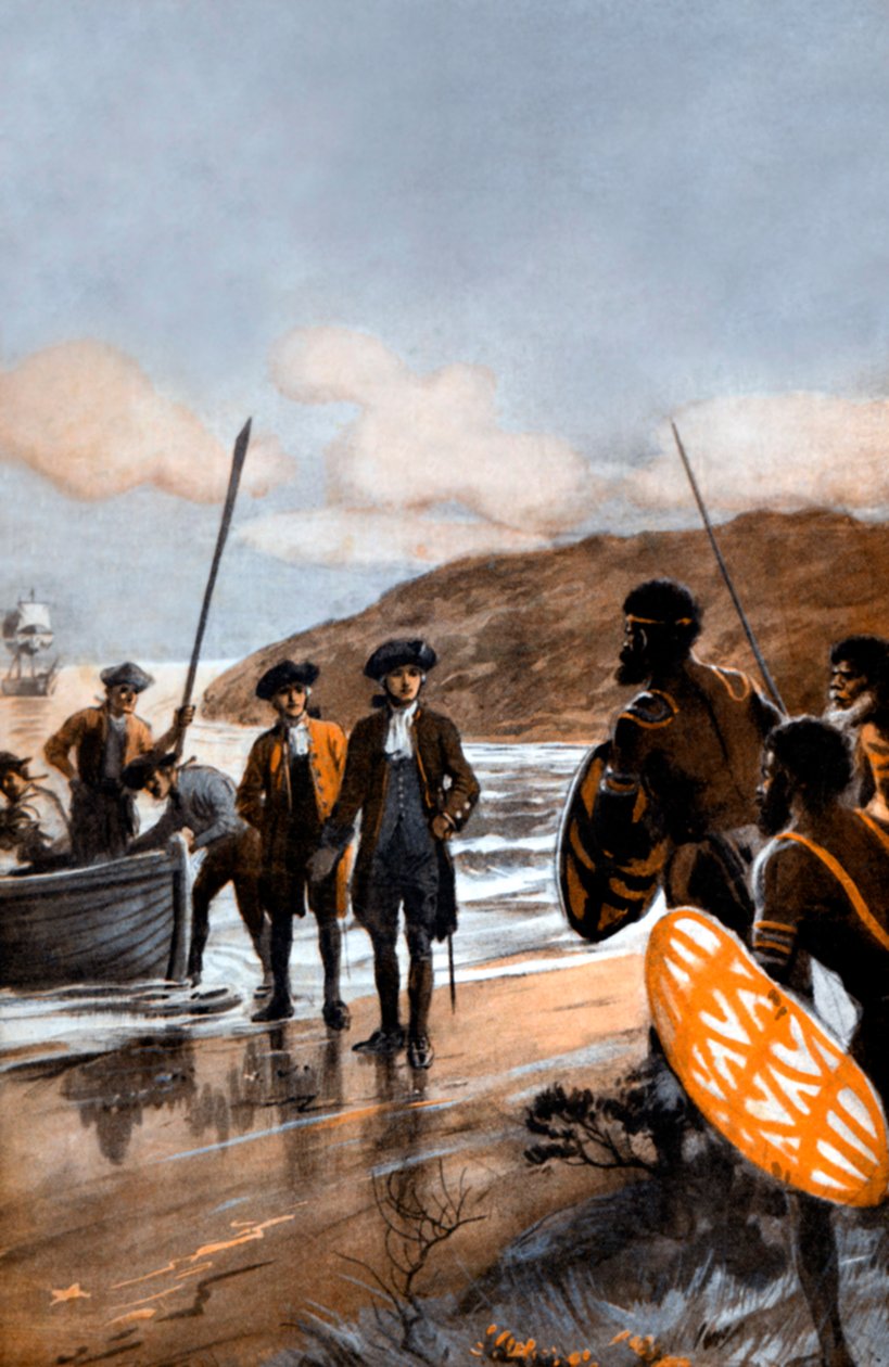 Kaptajn Cooks første landgang ved Botany Bay af George Soper