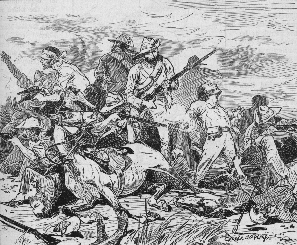 De kæmpede på Grimly, 1895, 1902 af George Soper