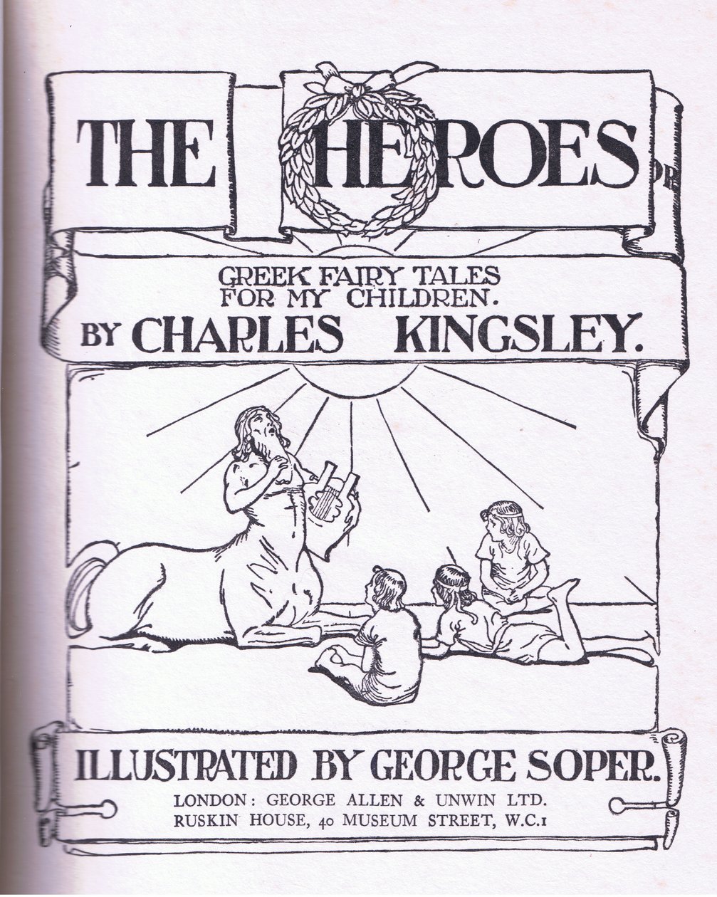 Titelsidedesign fra The Heroes udgivet af George Allen og Unwin 1929 af George Soper