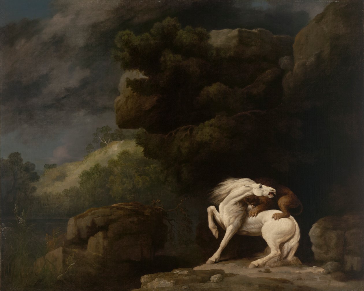 En løve angriber en hest af George Stubbs