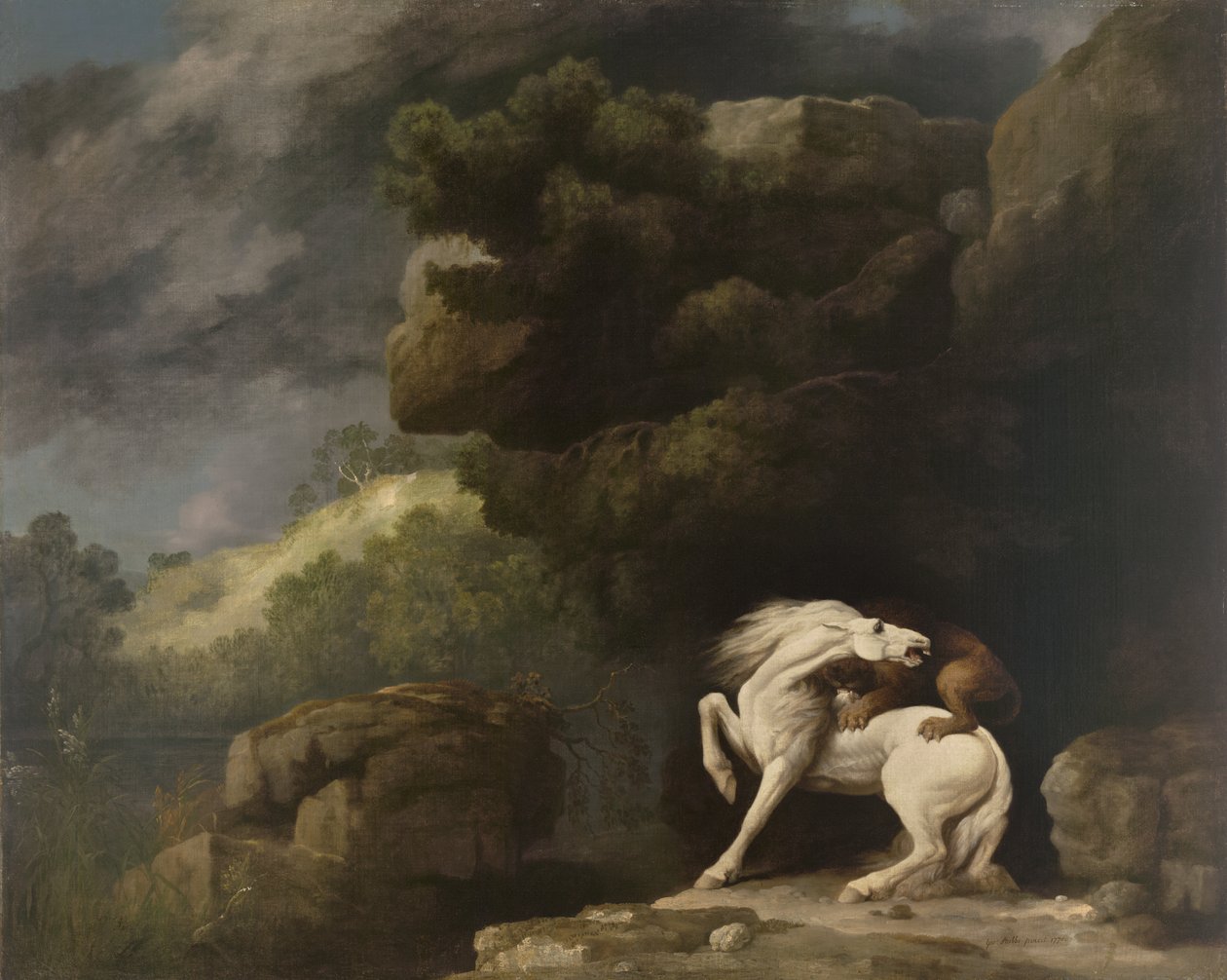 En løve angriber en hest, 1770 af George Stubbs