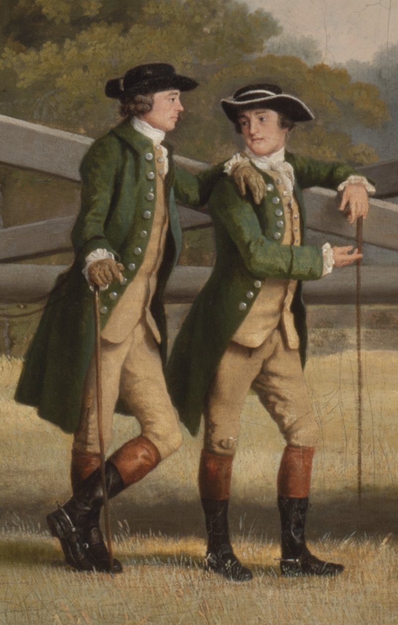 Detalje fra William Henry Cavendish-Bentinck, 3. hertug af Portland og hans yngre bror Lord Edward, 1767-68 (detalje af 3089923) af George Stubbs