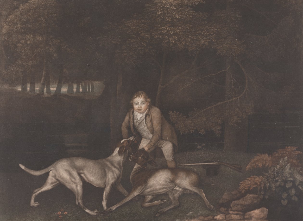 [Freeman, Keeper to the Earl of Clarendon, with a hound and a såret doe]: genudgivet efter Stubbs død med titlen: Death of the Doe af George Stubbs