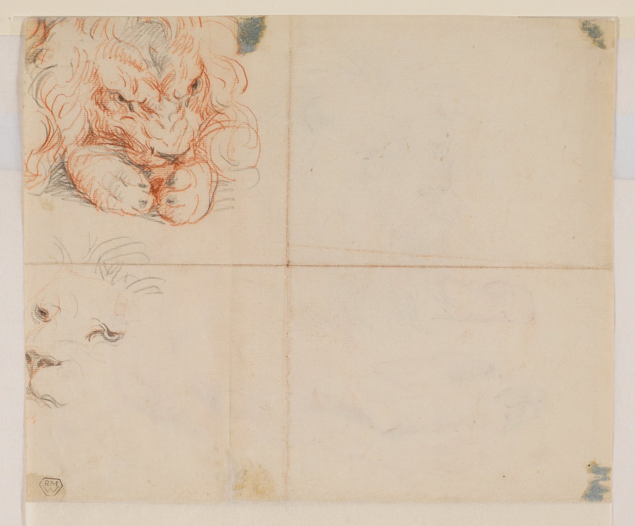 Hoved og poter af en løve, verso, 18. eller 19. århundrede af George Stubbs