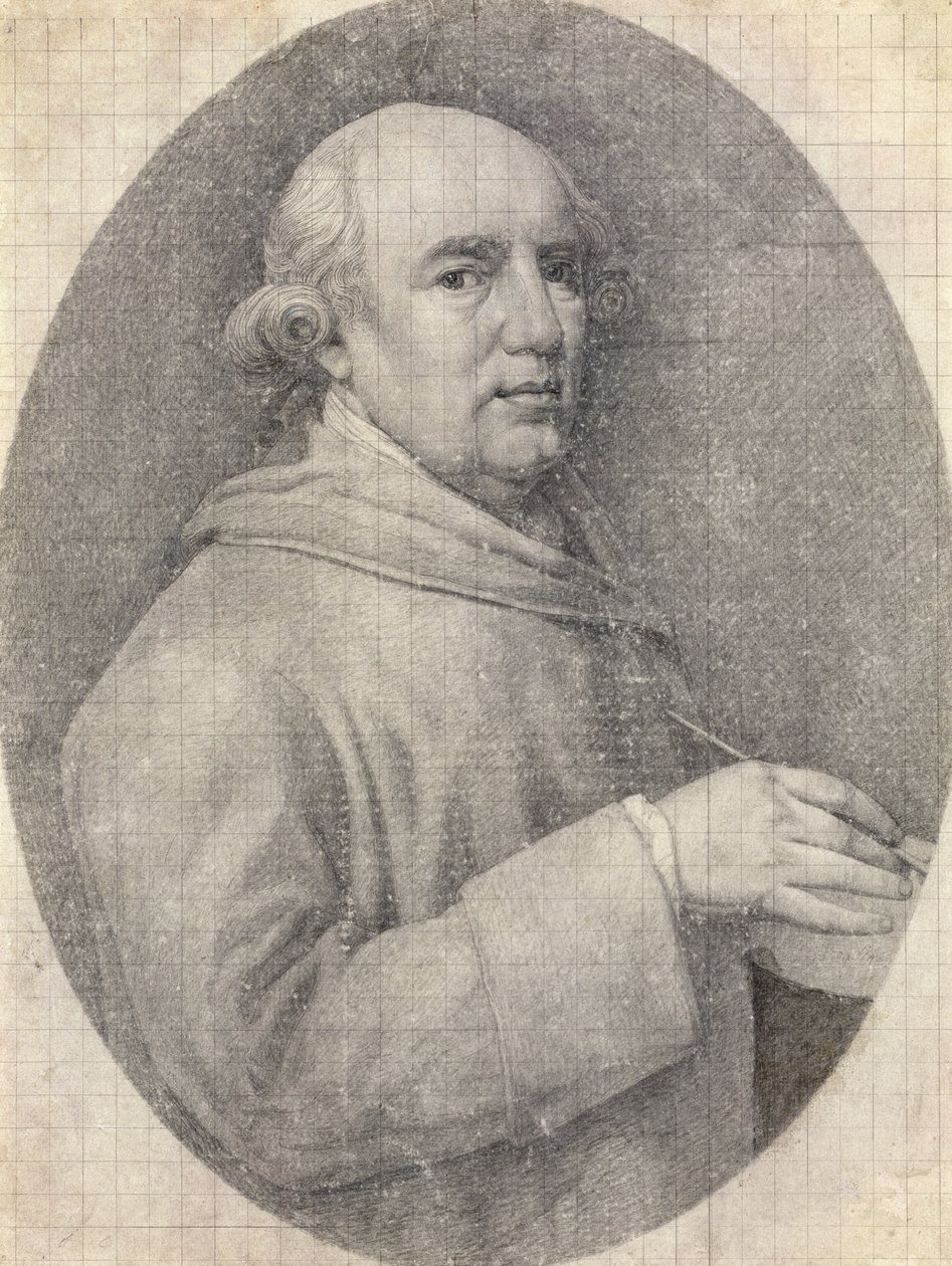Studie til et selvportræt i emalje af George Stubbs