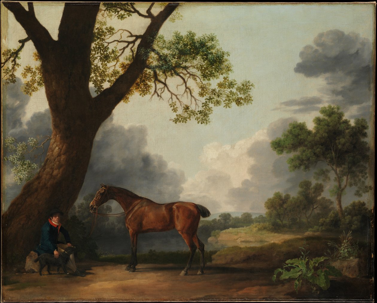 Den tredje hertug af Dorsets jagthest med en staldkarl og en hund af George Stubbs