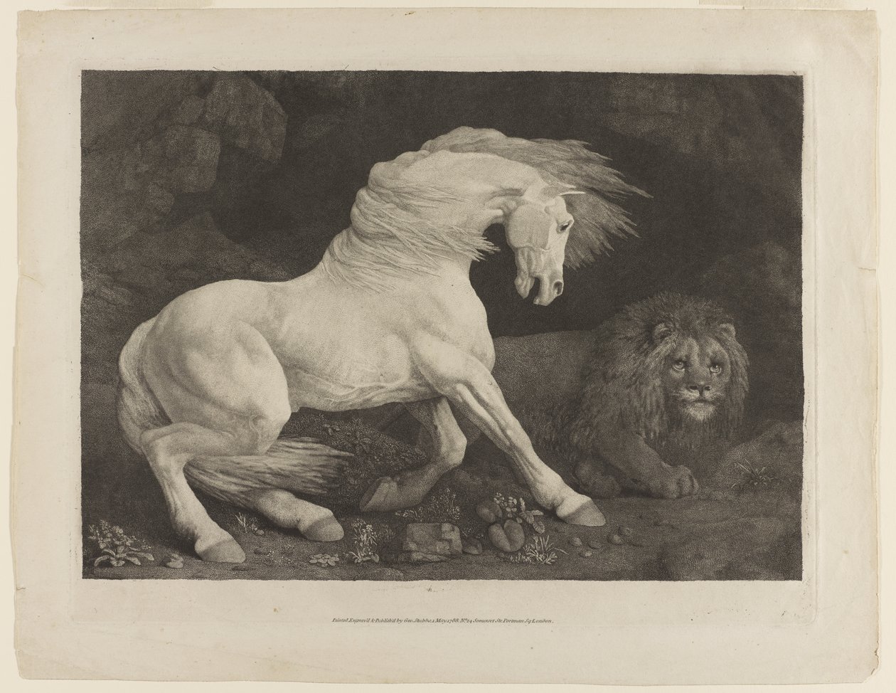 En hest skræmt af en løve, efter George Stubbs (1724-1806) af George Townley Stubbs