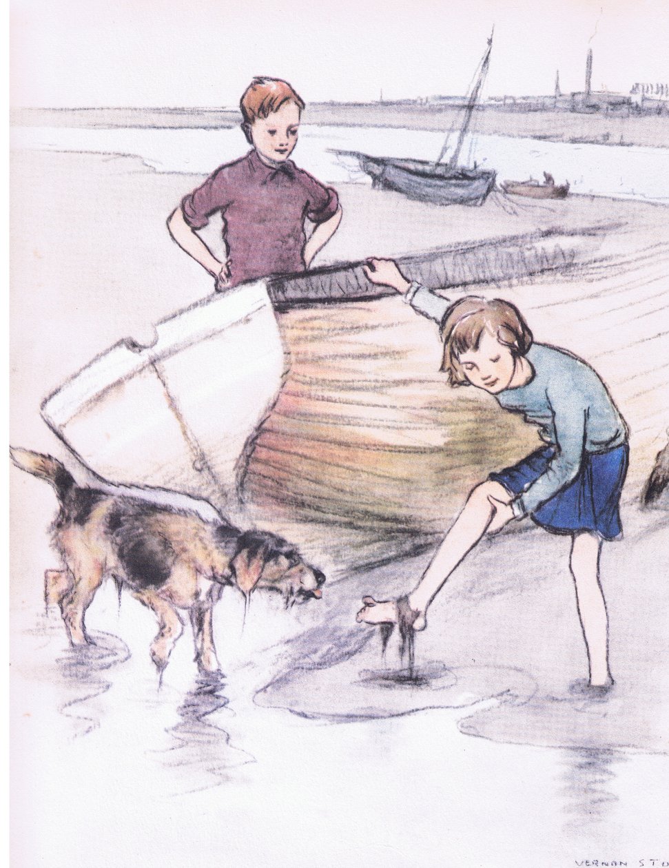 Vicky og Bill med Rosie, fra Mudlarks udgivet af Collins af George Vernon Stokes